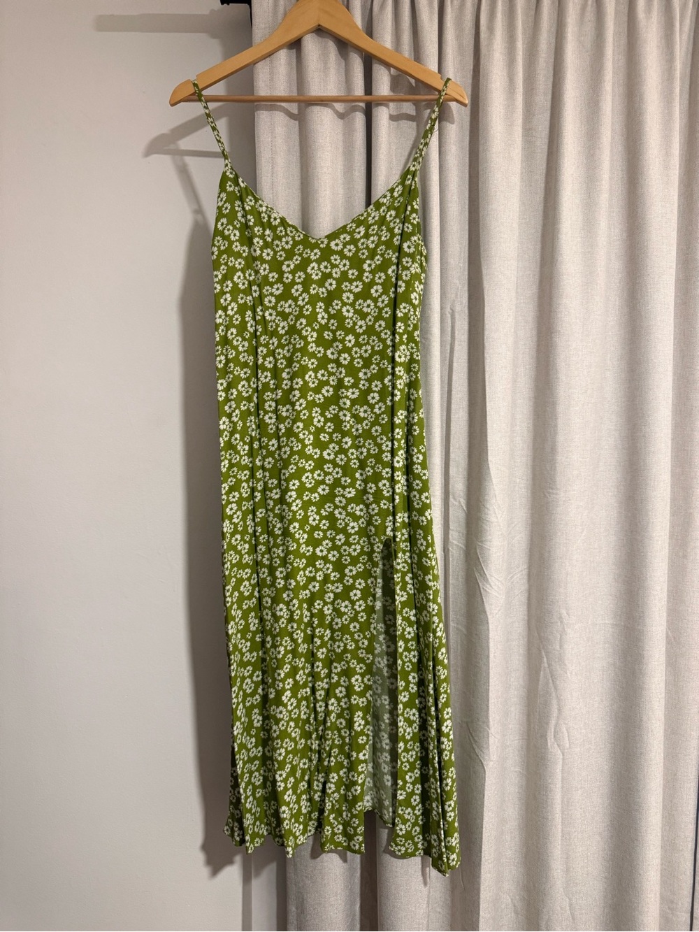 Reformation Green Floral Slip Dress
